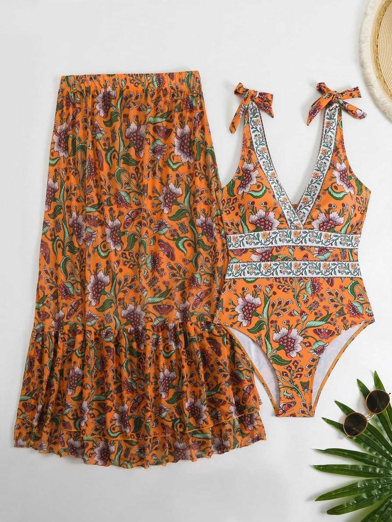 Maillot de bain une pièce style ethnique pour femme, vêtements de plage, source chaude_voghion.com