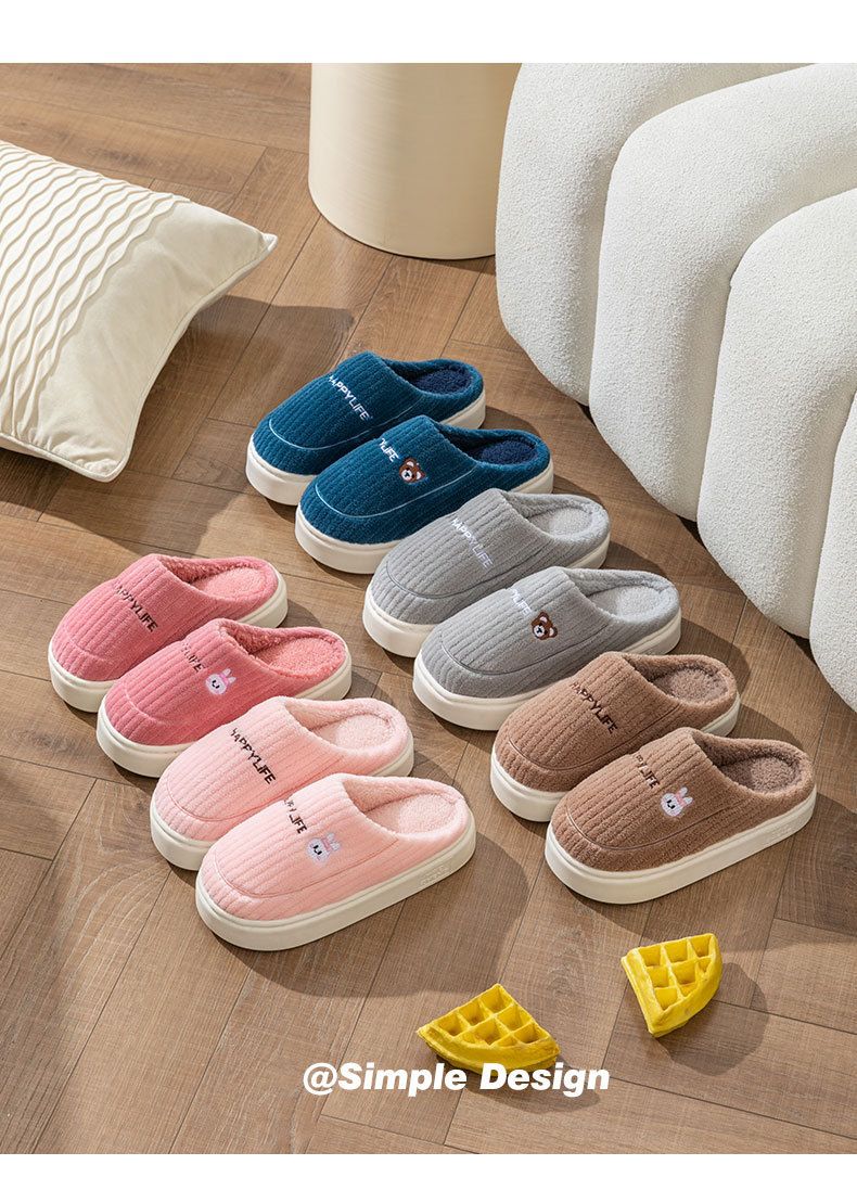 Pantofole da casa foderate in pile di peluche - Calde pantofole invernali per interni/esterni con suola antiscivolo in PVC e motivi di animali (rosa/rosso/grigio/beige/blu navy)_voghion.com
