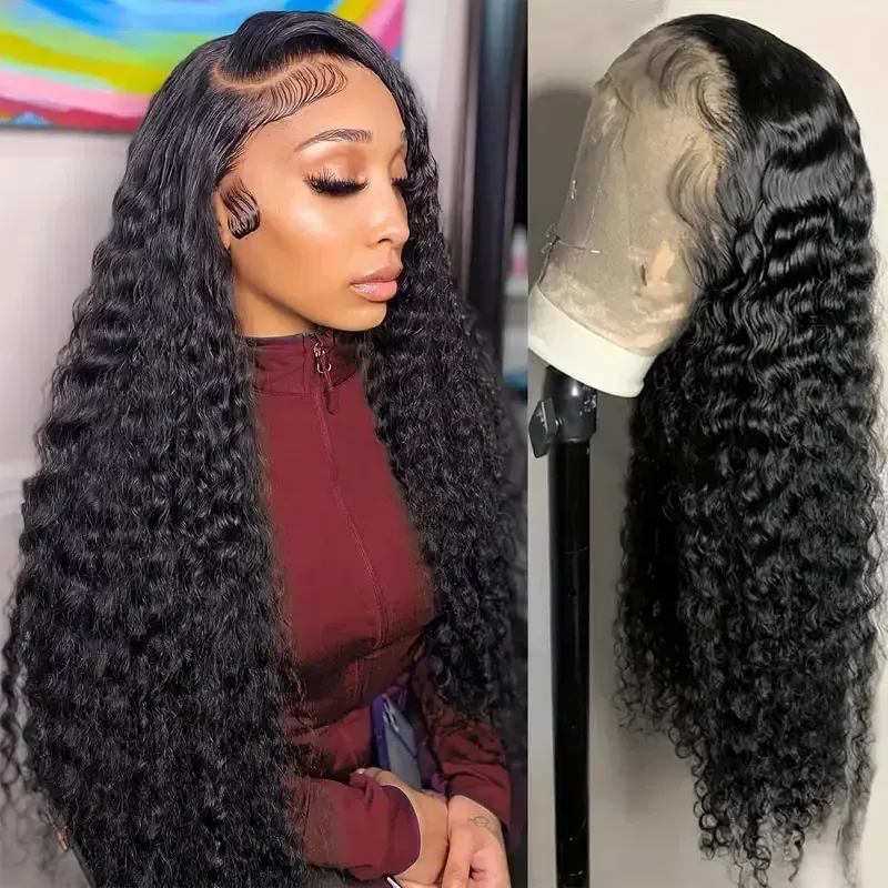 Pelucas frontales de encaje de ondas profundas, cabello humano prearrancado, 5x5, encaje frontal suizo de 360 grados, densidad del 150 % para mujeres_voghion.com