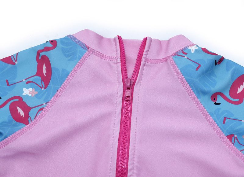 Maillot de bain une pièce pour filles, motif flamant rose, pour la plage, les sources chaudes, pour enfants, manches longues, mignon, pour la plage_voghion.com