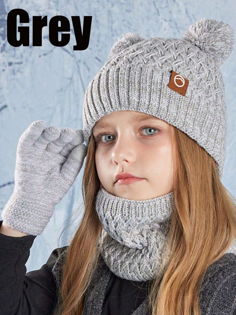 4-Stéck Baby-Strickmütz, Schal a Handschuesch-Set, winddicht a waarm léif Meederchersmütz, gëeegent fir Hierscht a Wanter dobaussen, kënnen als Gebuertsdagscadeau benotzt ginn_voghion.com