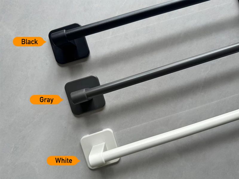 Portasciugamani autoadesivo per bagno senza forare, porta strofinacci per mobili da cucina, asta appendiabiti in alluminio nero_voghion.com