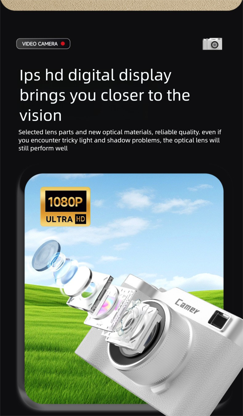 Digitale camera met dubbele lens en CCD voor studenten. Direct foto's overdraagbaar naar mobiele telefoon. Cadeau._voghion.com