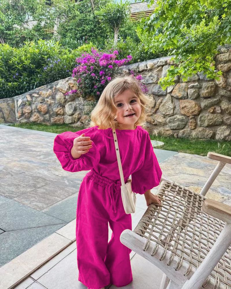 M8101 Kinderkleidung Russische Mädchen Frühjahr/Sommer Baumwolle und Hanf Mode langärmeliges Oberteil Freizeithose Zweiteiler_voghion.com