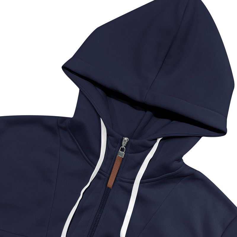 Felpa con cappuccio stile americano, foderata in pile, mezza zip, alla moda, a maniche lunghe, vestibilità ampia, da uomo, primavera e autunno_voghion.com