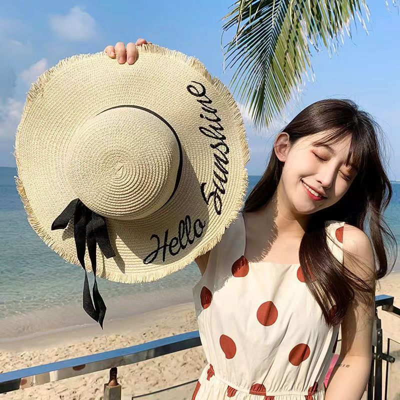 Cappelli di paglia da donna, apprezzati su Internet nelle gite estive in spiaggia. Versatile e alla moda per l'ombra e il sole_voghion.com