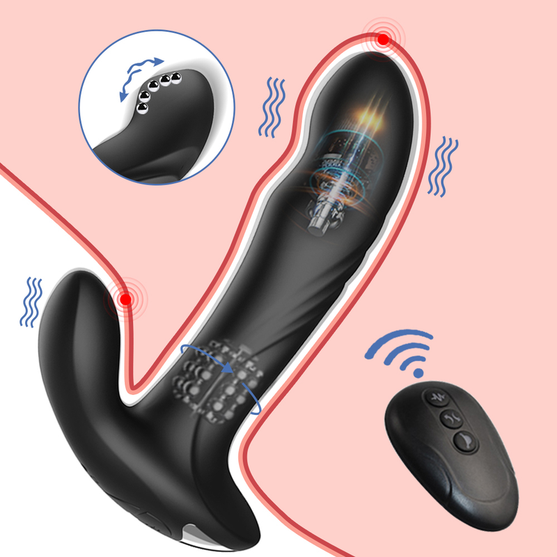 Dildo Remote Control Vibr Dual Vibrating Swing Butt Plug Male Prostate Massager Anus Dil Metal Beads Rotat      ating_voghion.com
