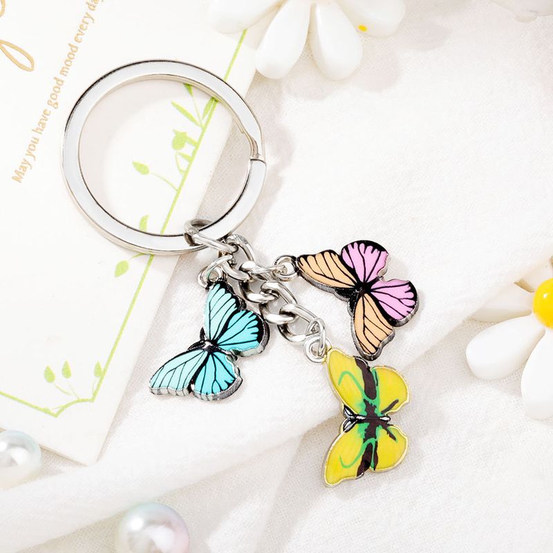 Crystal Colorful Enamel Butterfly Keychain Pendant Accessory Key Ring Fashion Simple_voghion.com