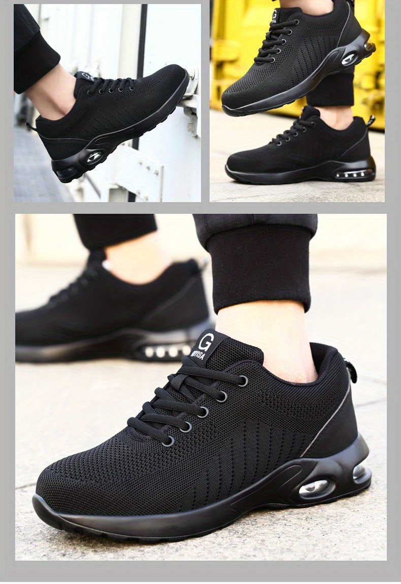 GUYISA Chaussures de sécurité pour hommes – Chaussures de travail antidérapantes à bout en acier avec coussin d'air respirant et confortables_voghion.com