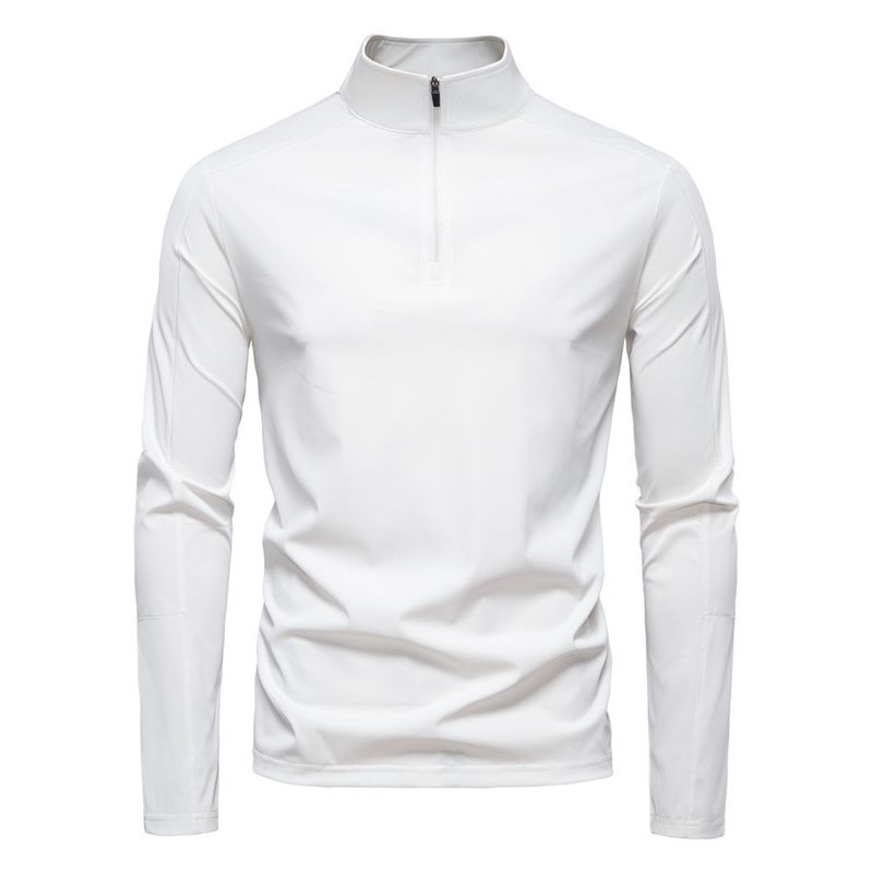 2025 Lente/Zomer Nieuw Heren Zonnebrandcrème en UV-bescherming UPf100+Base Shirt Lange Mouw Half Rits T-shirt Voor Heren_voghion.com