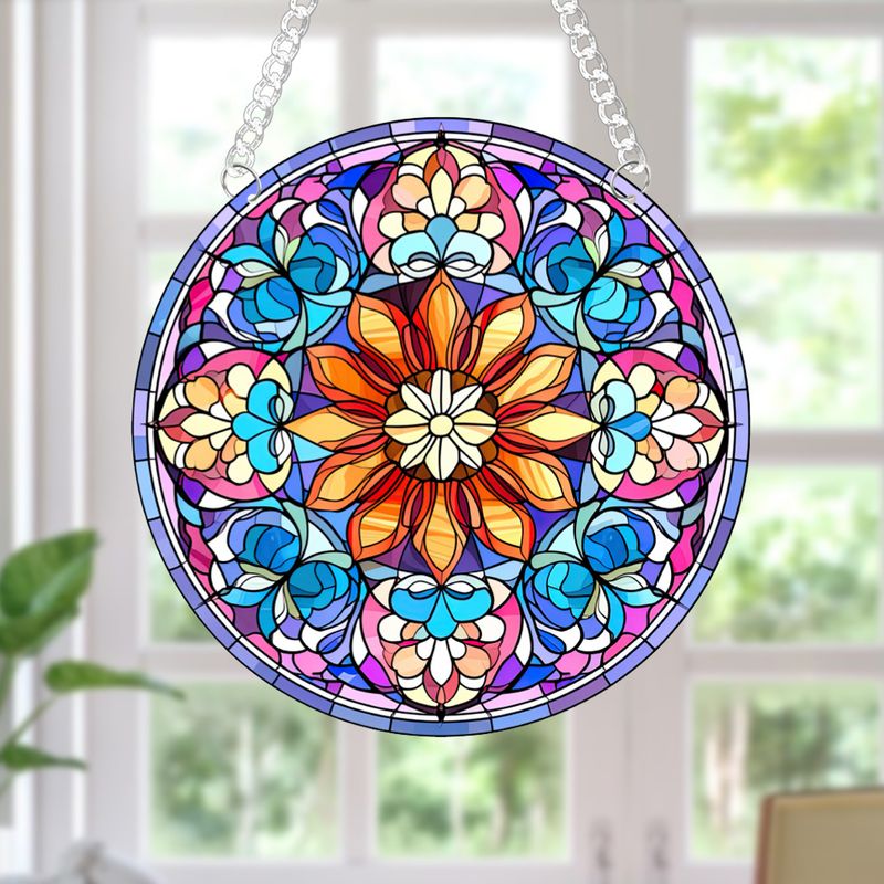 Mazzi di fiori, ciondolo per la casa Suncatcher in acrilico stampato su entrambi i lati, catena e ventosa per la consegna_voghion.com