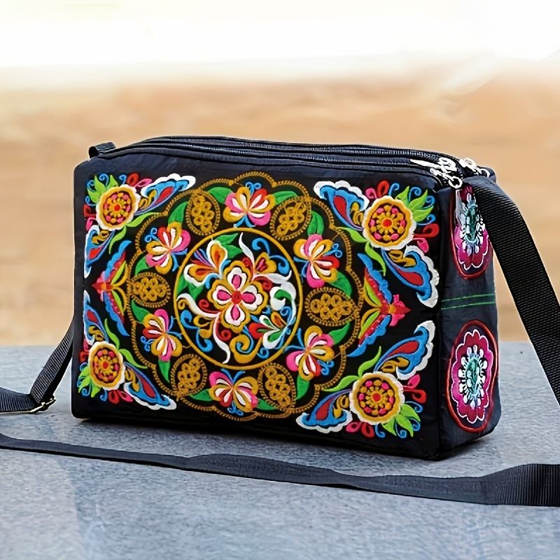 Petit sac bandoulière vintage en toile brodé recto-verso pour femme, idéal pour téléphone portable_voghion.com