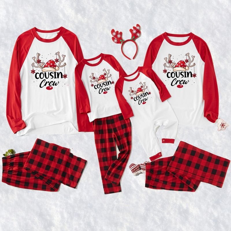 Traje familiar de Navidad, ropa familiar para el hogar, ropa navideña para el hogar, conjunto familiar, ropa para el hogar con estampado de retales a cuadros_voghion.com