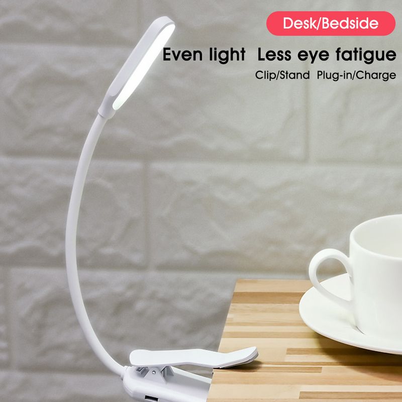 Rechargeable Book Light Mini 7 LED Reading Light 3-Level Warm Cool White Flexible Easy Clip Lamp Read Night Reading Lamp In Bed_voghion.com
