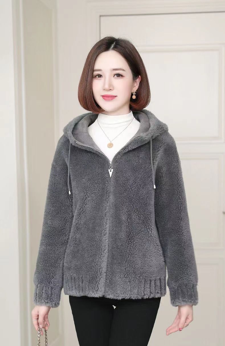 Abbigliamento da donna Cappotto in montone di pecora Autunno e inverno Cappotto in pelliccia di lana di agnello_voghion.com