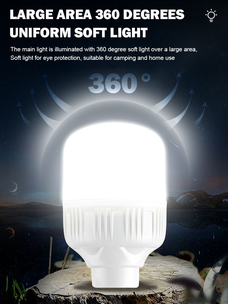 Bombillas LED recargables por USB para exteriores, luz de emergencia de alto brillo, para acampar, pescar, linterna portátil, luces nocturnas_voghion.com