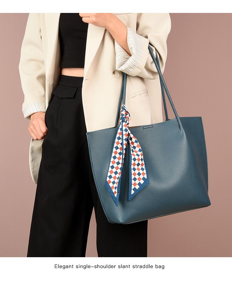 2024 Spring and Summer New Large Capacity Tote with Silk Scarf Trendy Leisure Versatile Commuting Fashion Women's Letter_voghion.com