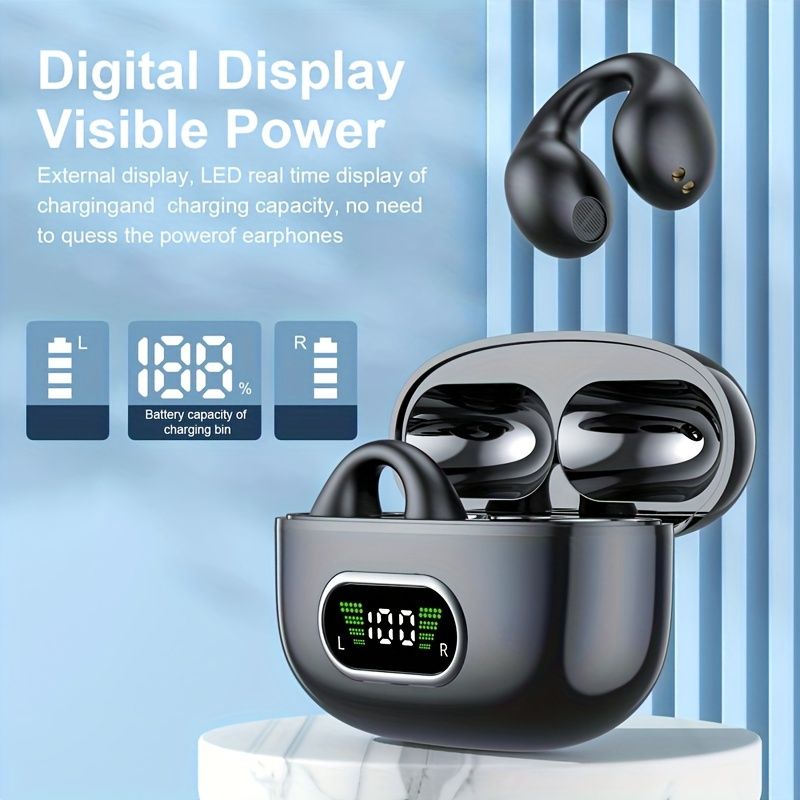 New Long Battery Life Wireless Clip Ear HD Non-In-Ear For IPhone Android Universal Digital Display Earphones Stereo_voghion.com