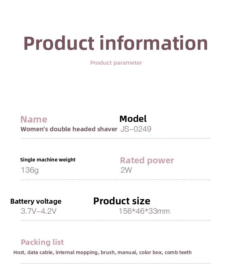 Neues elektrisches Entfernungsgerät für Damen, waschbarer Ganzkörperrasierer, Achselhaarschneider mit Doppelkopf_voghion.com