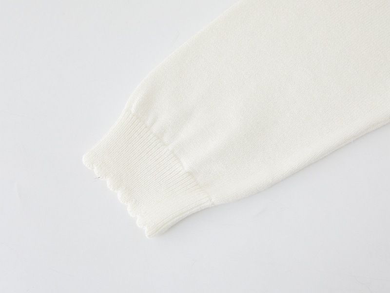 Cardigan en tricot à découpes cœur pour fille – 100 % coton, léger et confortable (90-140 cm, blanc/rose, sécurité classe A)_voghion.com