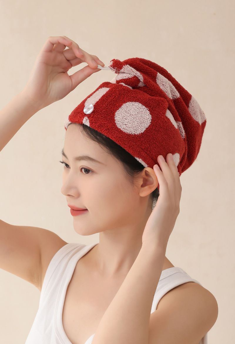 Lillian Neue doppelseitige Frottee-Haarhaube aus garngefärbter, saugfähiger Baumwolle mit langen Stapelfasern_voghion.com