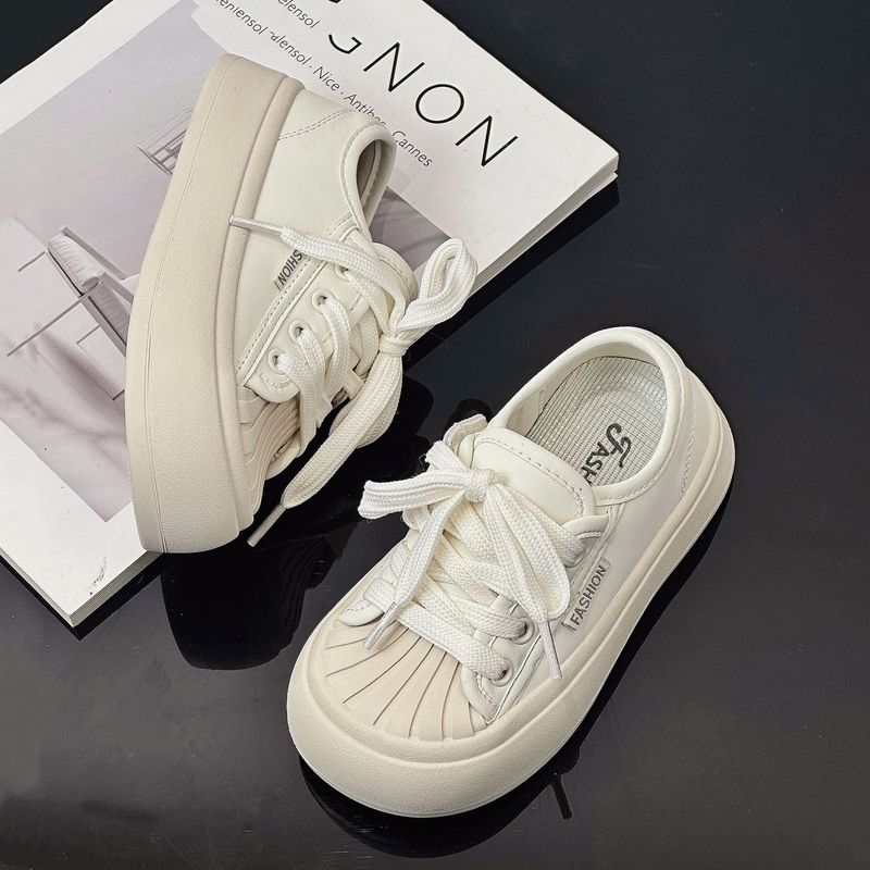 2024 Scarpe casual con testa a conchiglia alla moda in edizione coreana bianca per bambini nuovi della primavera 2024 per ragazzi e ragazze_voghion.com