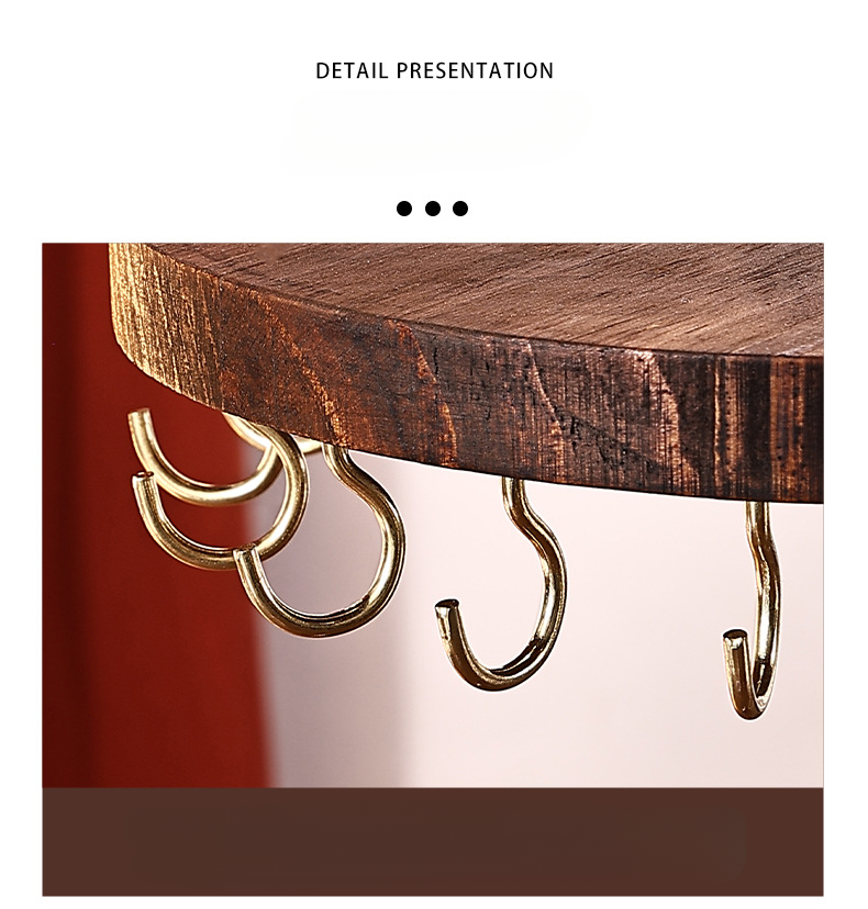 Walnut Color Creative Round Hook Necklace Display Sweater Chain Stall Live Streaming Jewelry Stand Solid Wood_voghion.com
