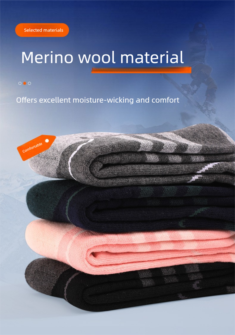 Autumn Winter Thickened Thermal Quick-Dry Merino Wool Long Tube Snow Non-Slip Wear-Resistant Ski Socks_voghion.com