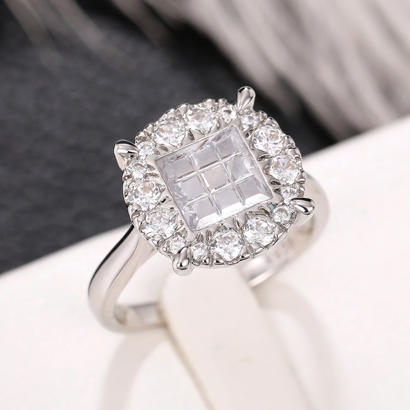 2 teile/satz Unisex Schmuck Mode hochzeit braut schmuck flash Diamant Platz vollen satz von zirkon ring halskette_voghion.com