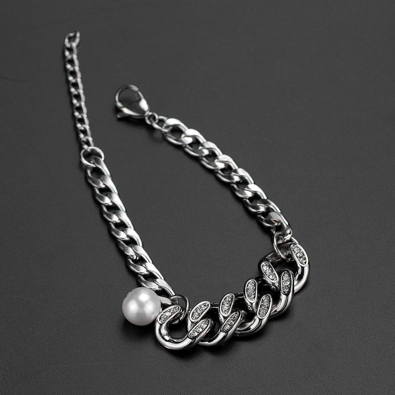 Ins New Nischendesign Unisex Kubanische Kette Perlenspleißen Einfaches Armband Trendy Hip-Hop Titan Stahl Schmuck_voghion.com