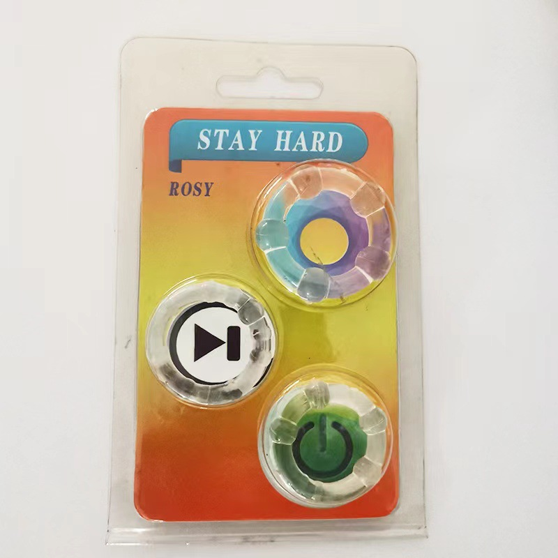 Smooth bead-locked semen ring, three-color ring, JJ ring, raised dot couple delay ring, adult erotic male products_voghion.com