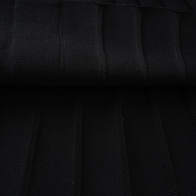 Vêtements pour femmes, mode printemps-été, robe noire coupe ajustée à revers en tricot anti-rayures, coupe trapèze_voghion.com