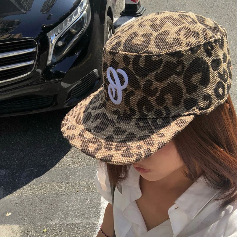 Leopard Print Flat-Brim Baseball Cap Women's 2025 Fall/Winter New Letter Embroidery_voghion.com