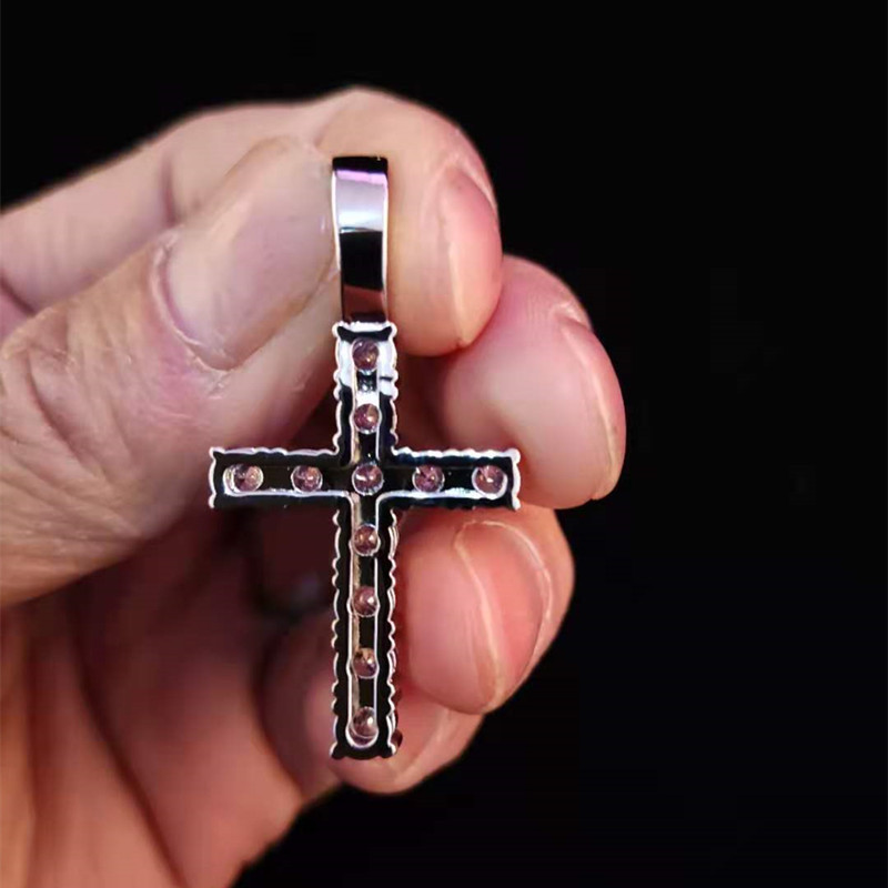 Colier cu pandantiv în cruce Hip Hop pentru bărbați, femei, cu lanț de tenis din zircon de 4 mm, coliere cu gheață, bijuterii hiphop la modă_voghion.com