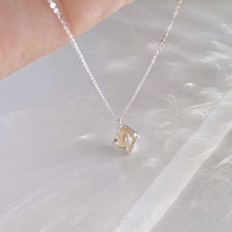 Collier de perles en métal irrégulier en argent pur, style féminin, tempérament de niche, sensation de douceur et de luxe, meilleur_voghion.com