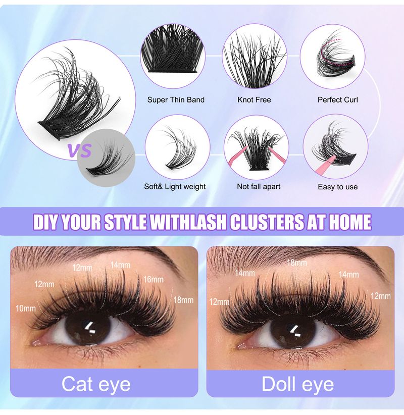False Eyelashes Thick Single Cluster False Eyelashes Natural 30D40D Eyelashes DIY Segmented Eyelashes False Eyelashes Set_voghion.com