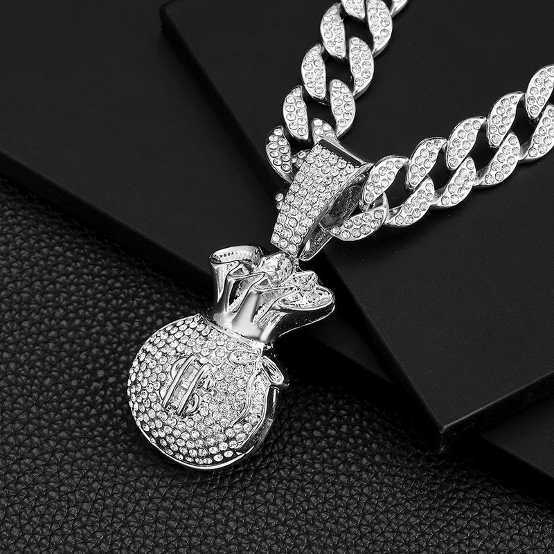 Hip Hop Street Crowd personalisierte Dollar Symbol Geld Tasche Anhänger kubanischen Kette_voghion.com