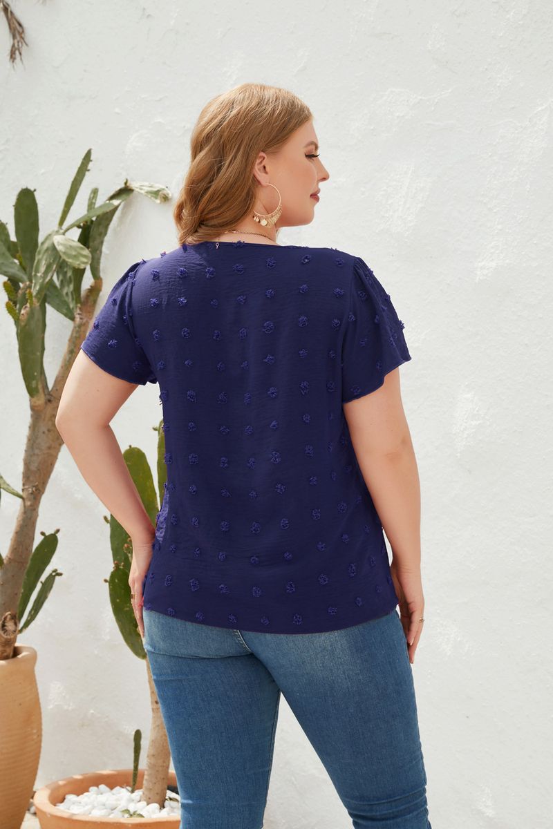 T-shirt casual Primavera/Estate Large Top da pendolarismo a maniche corte con scollo a V da donna_voghion.com