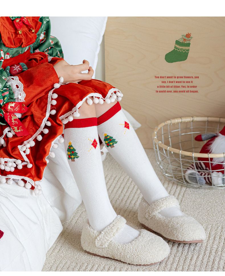 Calzini di Natale per bambine, autunno e inverno, piccoli, per la scuola media, per bambini più grandi, con cartoni animati, rossi, per il nuovo anno, calzini tubolari medi per neonati_voghion.com