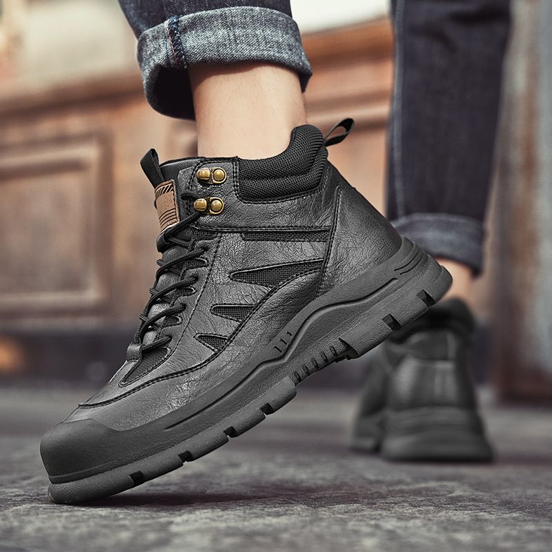 Neu Leder Frühling herren Schuhe High-top herren Erhöhung Werkzeug Martin Stiefel_voghion.com