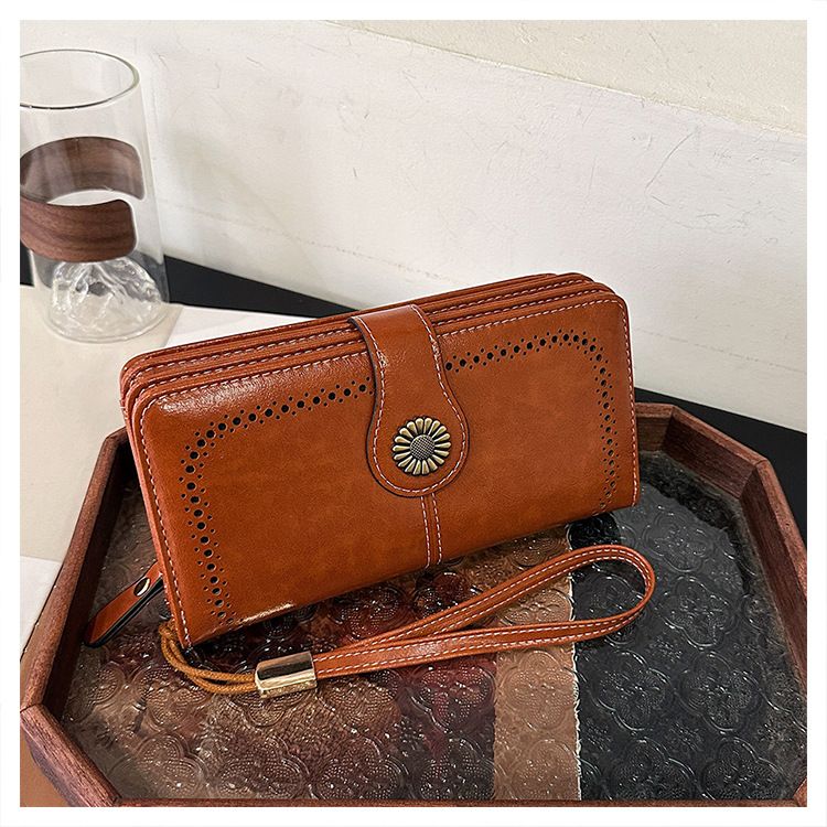 Wallet, long zippered, women's leather wallet, 2024 new high-capacity handbag_voghion.com