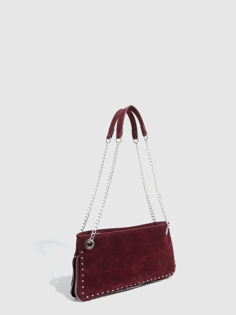 Borse da donna Nuovo stile punk Borsa a tracolla con catena Borsa a tracolla con occhiello e rivetto Borsa da ascella Borsa da donna smerigliata_voghion.com