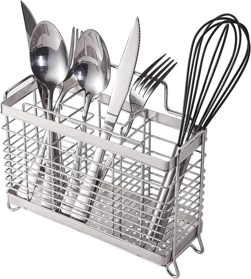 3-Section Cutlery Holder - Rustproof Drying Rack_voghion.com