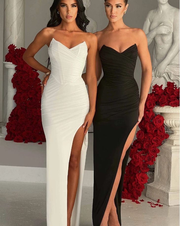 Abito a tubino senza maniche con scollo a V sexy da donna, autunno e inverno, nuovo stile, personalità, temperamento, spacco alto, tinta unita, gonna lunga_voghion.com