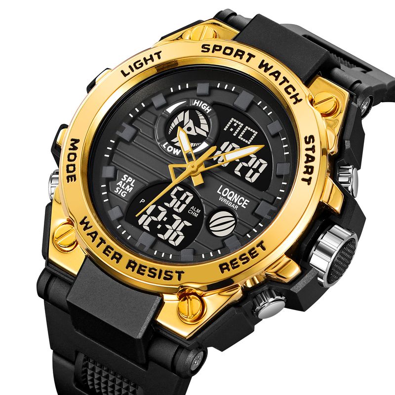 LOQNCE Nuovo prodotto Orologio elettronico impermeabile multifunzione a doppio display con quadrante grande per studenti maschi 98002_voghion.com