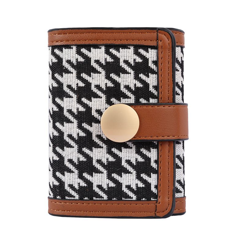 Korean Style Simple Fashion Small Wallet Women's Long Houndstooth Buckle Multi Card Slots Wallet_voghion.com