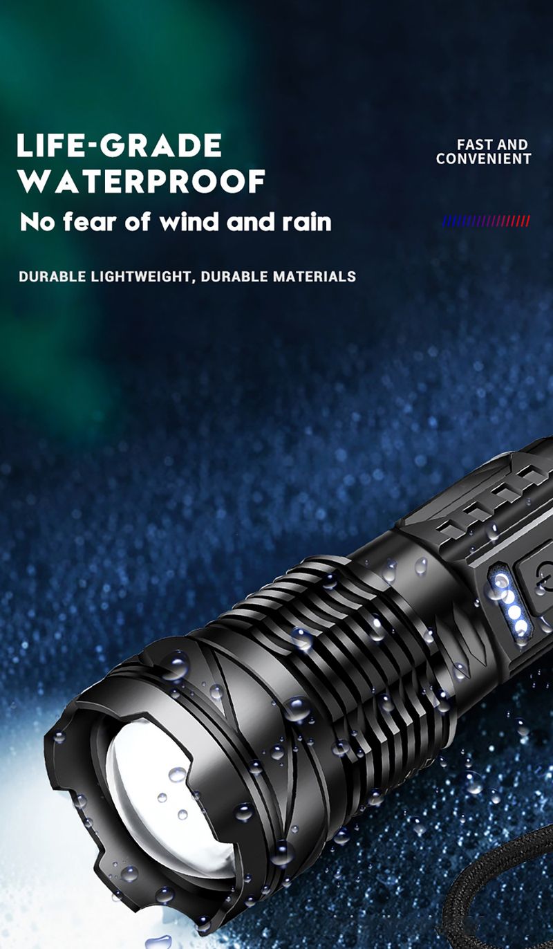 PowerfulXHP50LEDFlashlightWaterproof18650TorchWithSideLight7ModesCampingFishingLanternUSBRechargeableZoomLamp_voghion.com