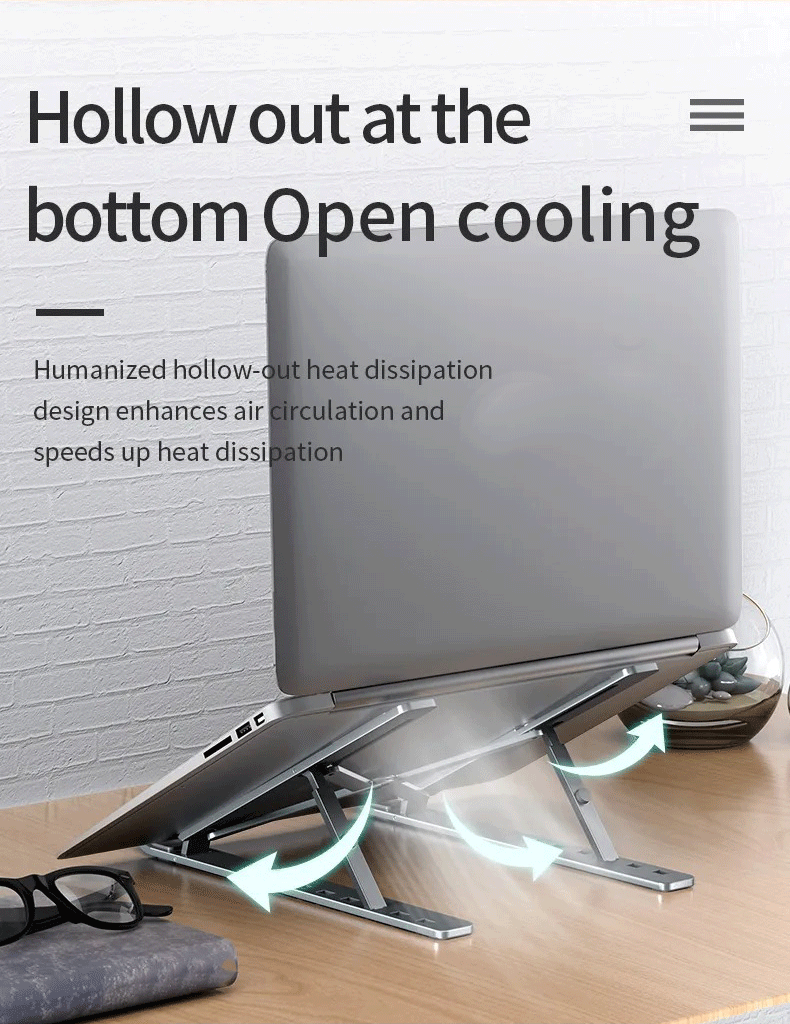 Nuovo supporto ergonomico per laptop, portatile, pieghevole, in lega di alluminio, per computer, accessori per ufficio_voghion.com