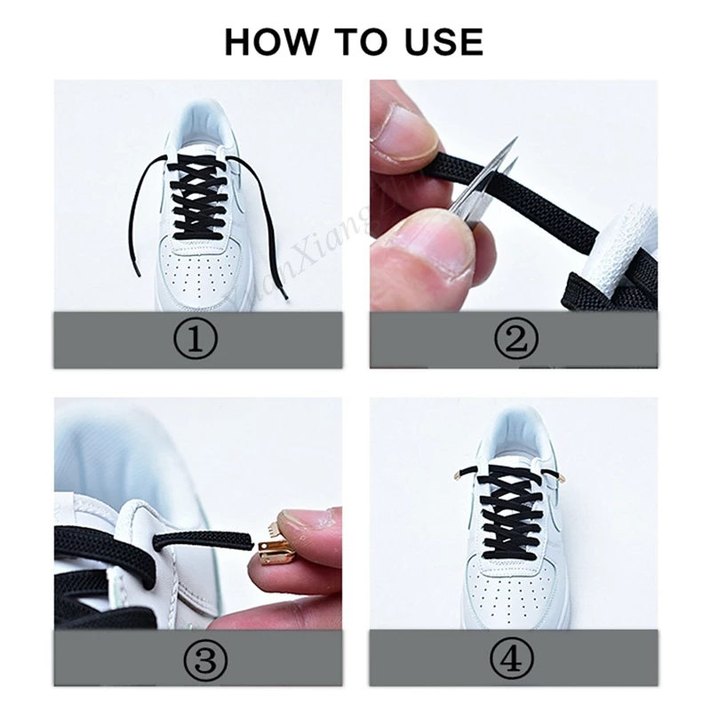 Moda senza lacci Lacci elastici Sneakers Lacci piatti senza lacci Elastici per lacci rapidi per scarpe per bambini per adulti_voghion.com