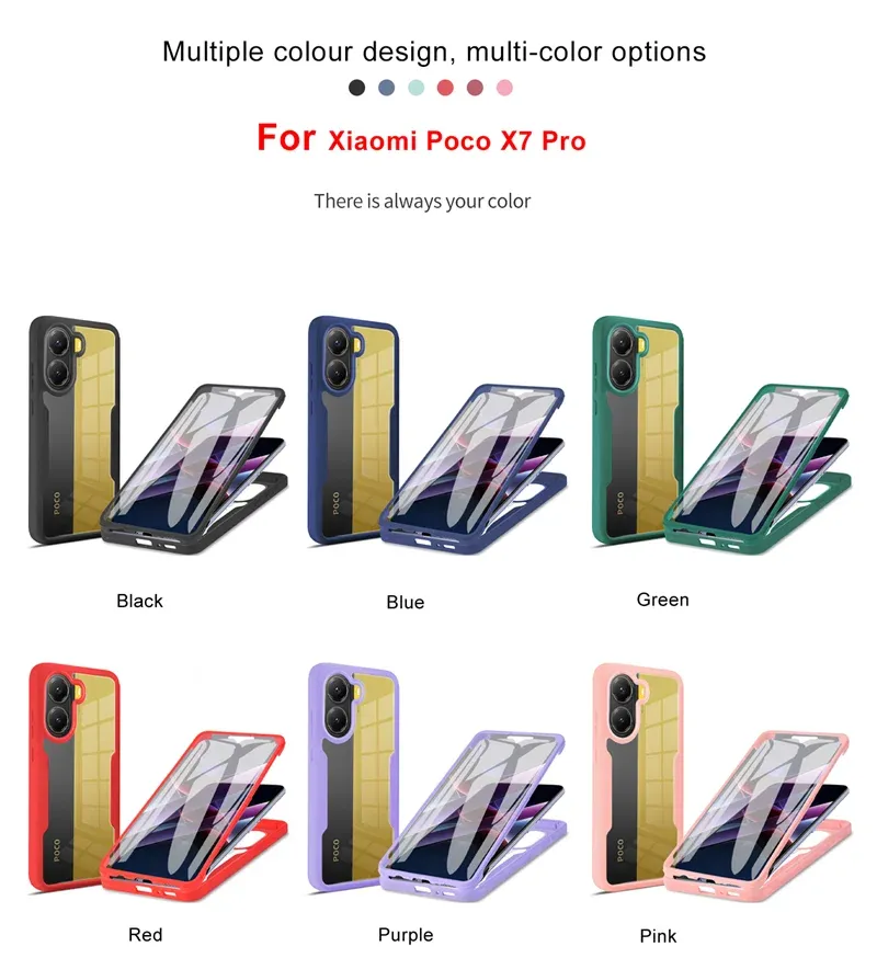 3IN1 360° Screen Protector Transparent HD Case For Note 14/13 Pro Plus 4/5G POCO X7 X6 F7 F6 M6 Plus 5G C75 C65 Phone Back Cover_voghion.com